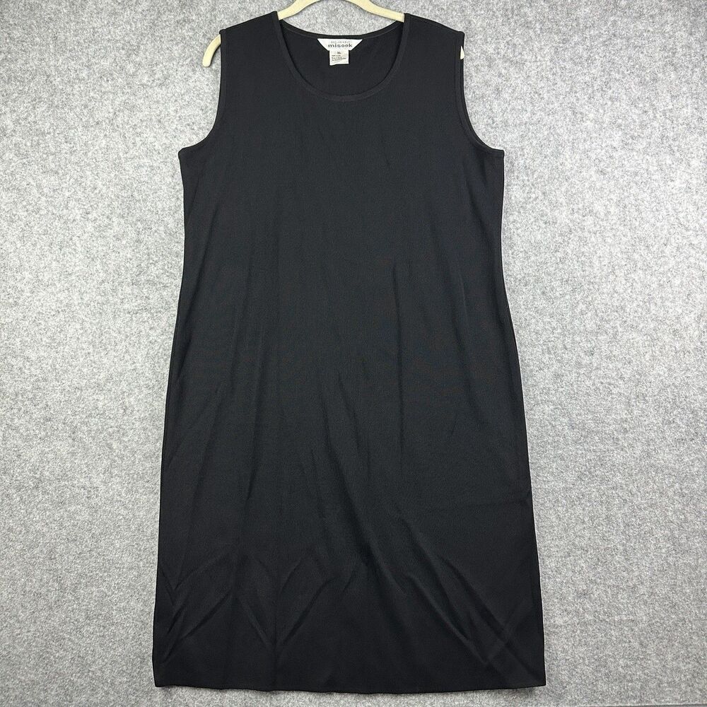 Exclusively Misook Dress Womens XL Black Shift Heavy Knit Classic Midi Minimal